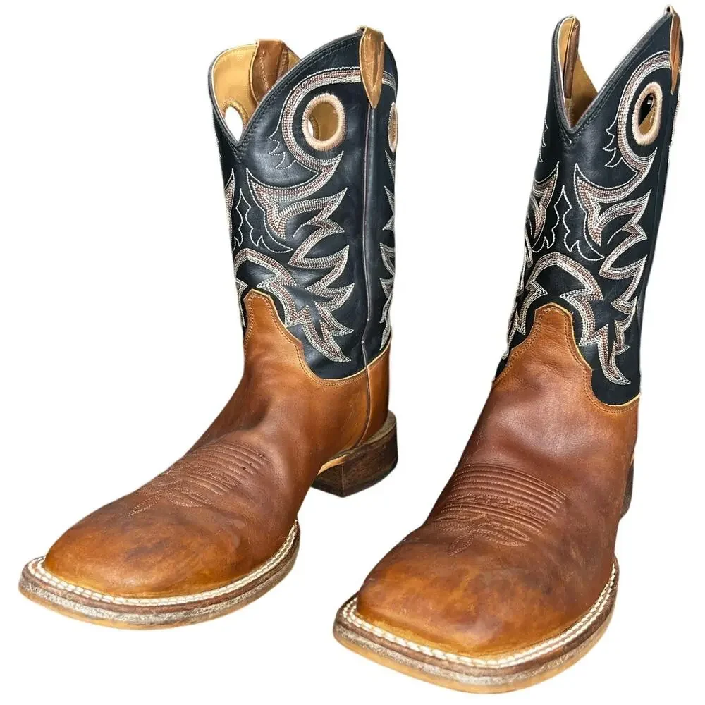 Justin Men’s Bent Rail Caddo Brown Leather Western Cowboy Boots Size US 11.5 D